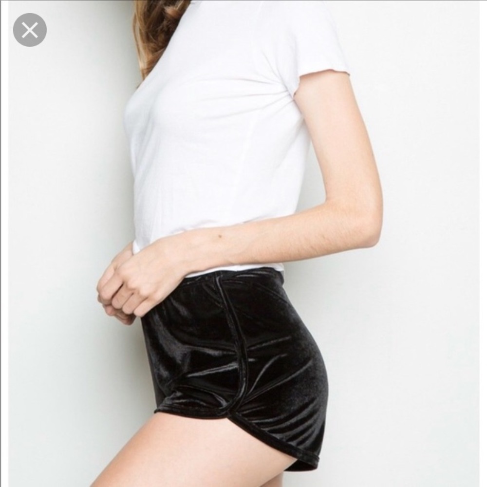 brandy melville black velvet shorts